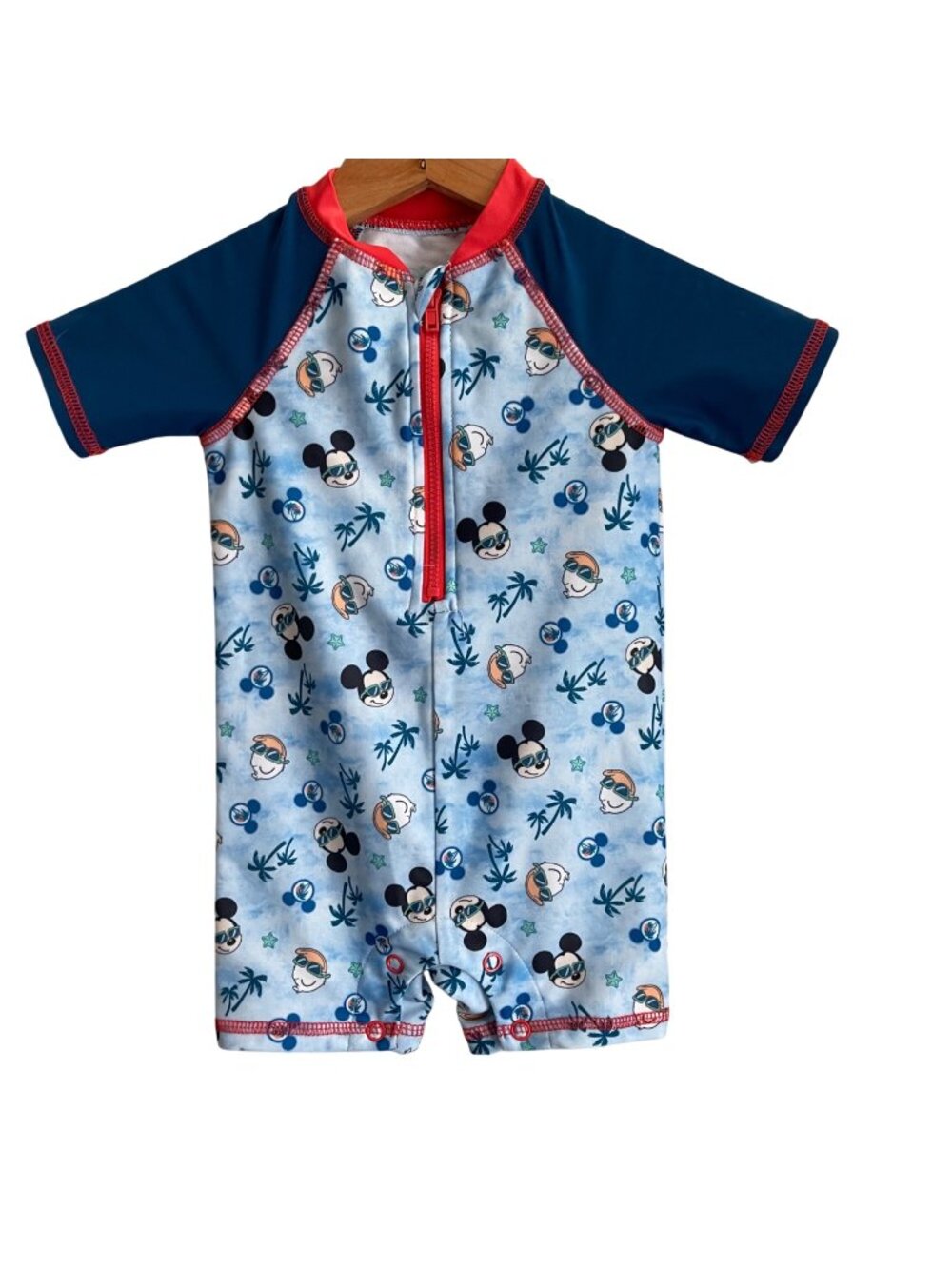 Disney Baby Boys Mickey Mouse Rash Guard Swimsuit Size 12M One Piece Summer